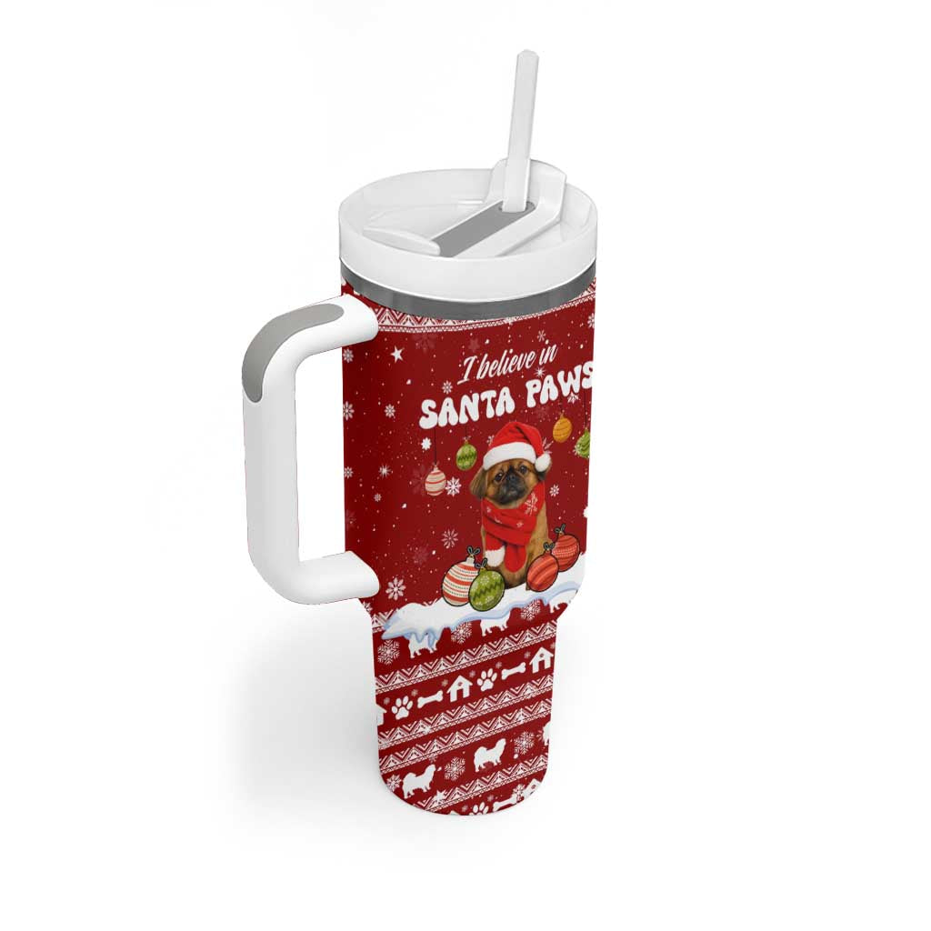 Pekingese Dog I Believe In Santa Paws Christmas Tumbler With Handle Xmas Holiday Patterns - Wonder Print Shop