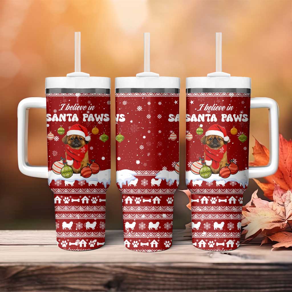 Pekingese Dog I Believe In Santa Paws Christmas Tumbler With Handle Xmas Holiday Patterns - Wonder Print Shop