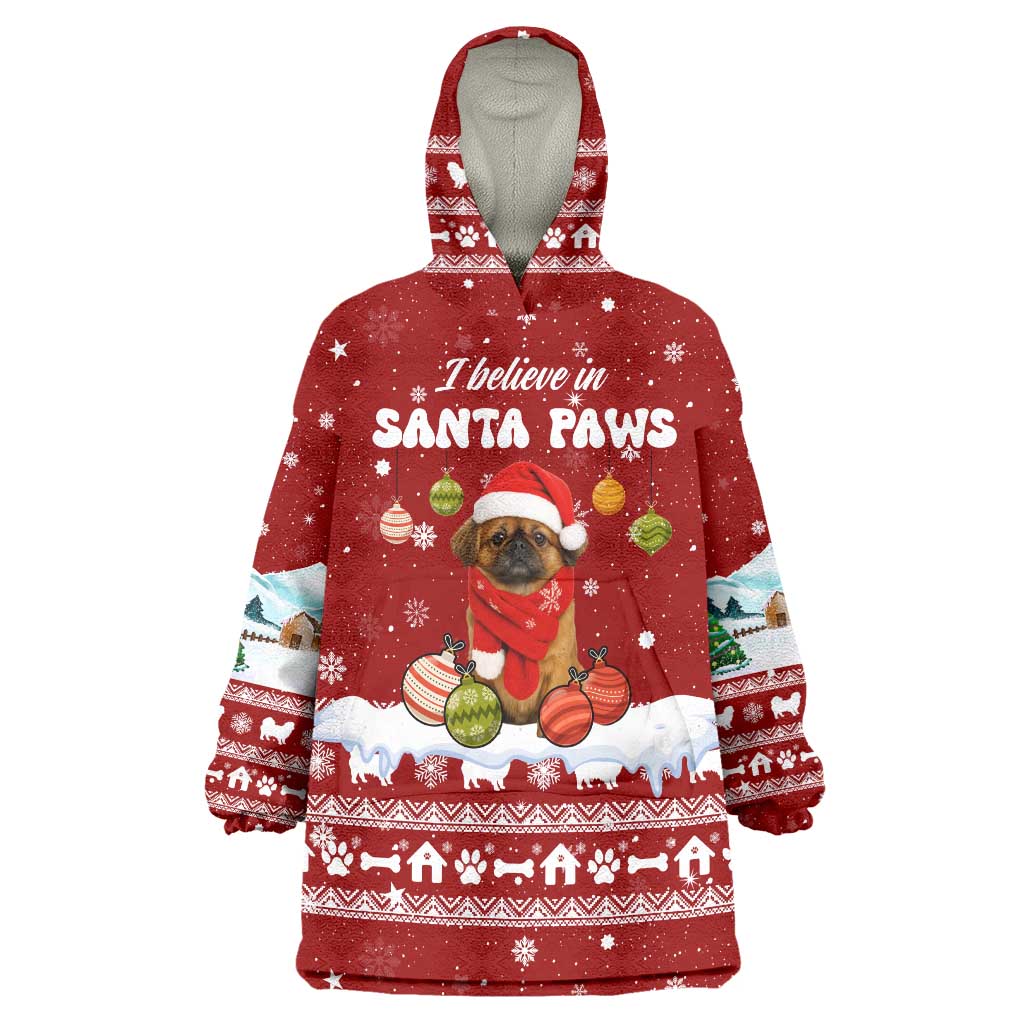 Pekingese Dog I Believe In Santa Paws Christmas Wearable Blanket Hoodie Xmas Holiday Patterns - Wonder Print Shop