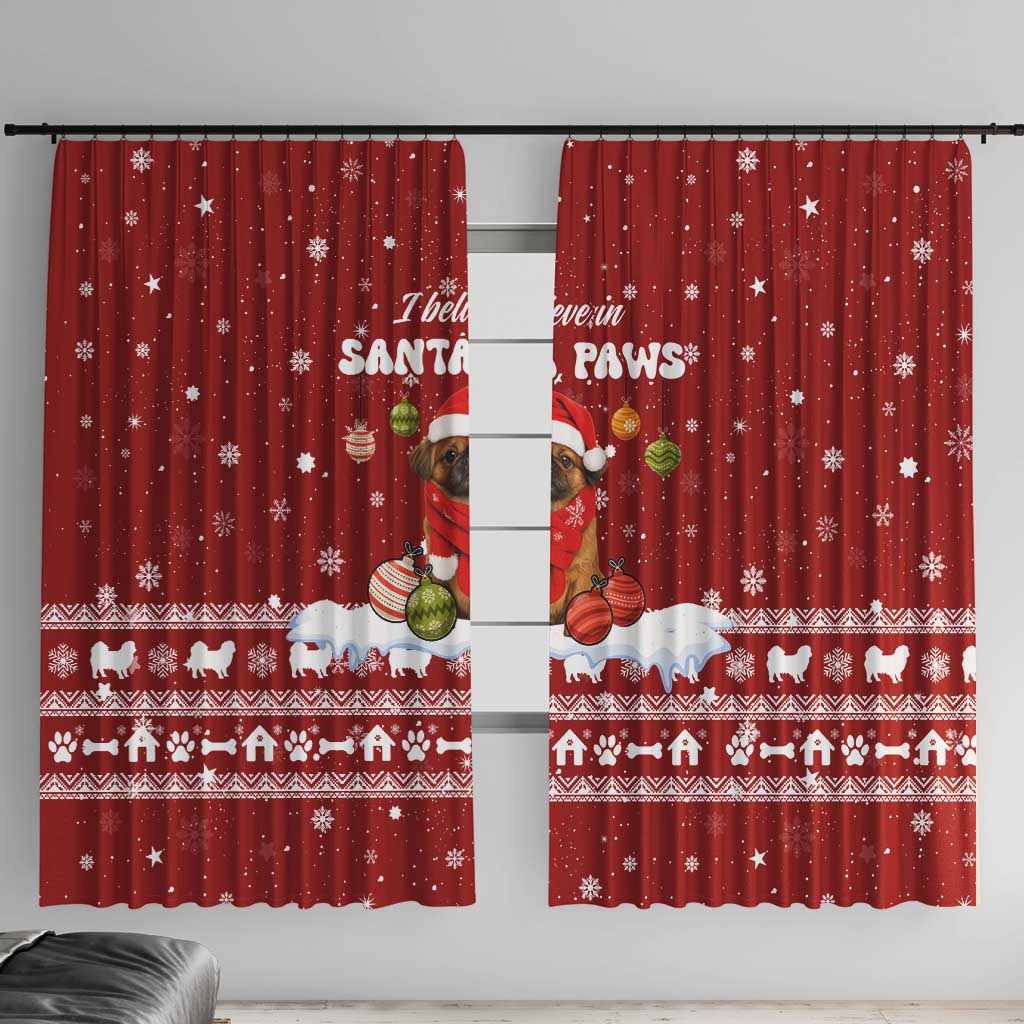 Pekingese Dog I Believe In Santa Paws Christmas Window Curtain Xmas Holiday Patterns - Wonder Print Shop