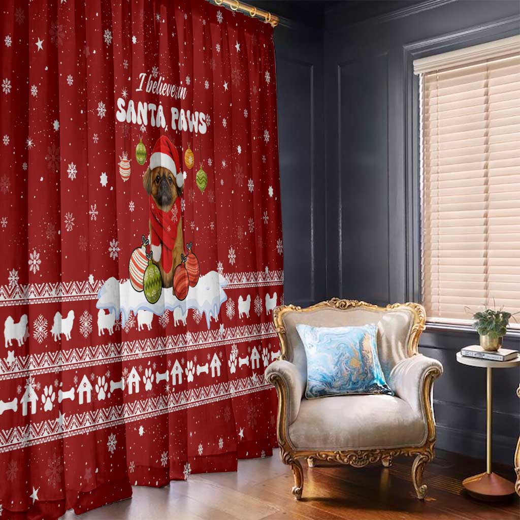 Pekingese Dog I Believe In Santa Paws Christmas Window Curtain Xmas Holiday Patterns - Wonder Print Shop