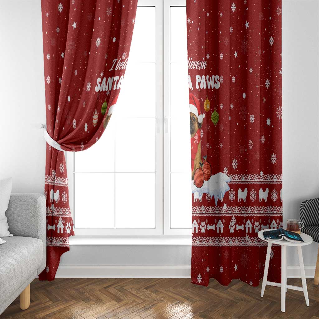 Pekingese Dog I Believe In Santa Paws Christmas Window Curtain Xmas Holiday Patterns - Wonder Print Shop