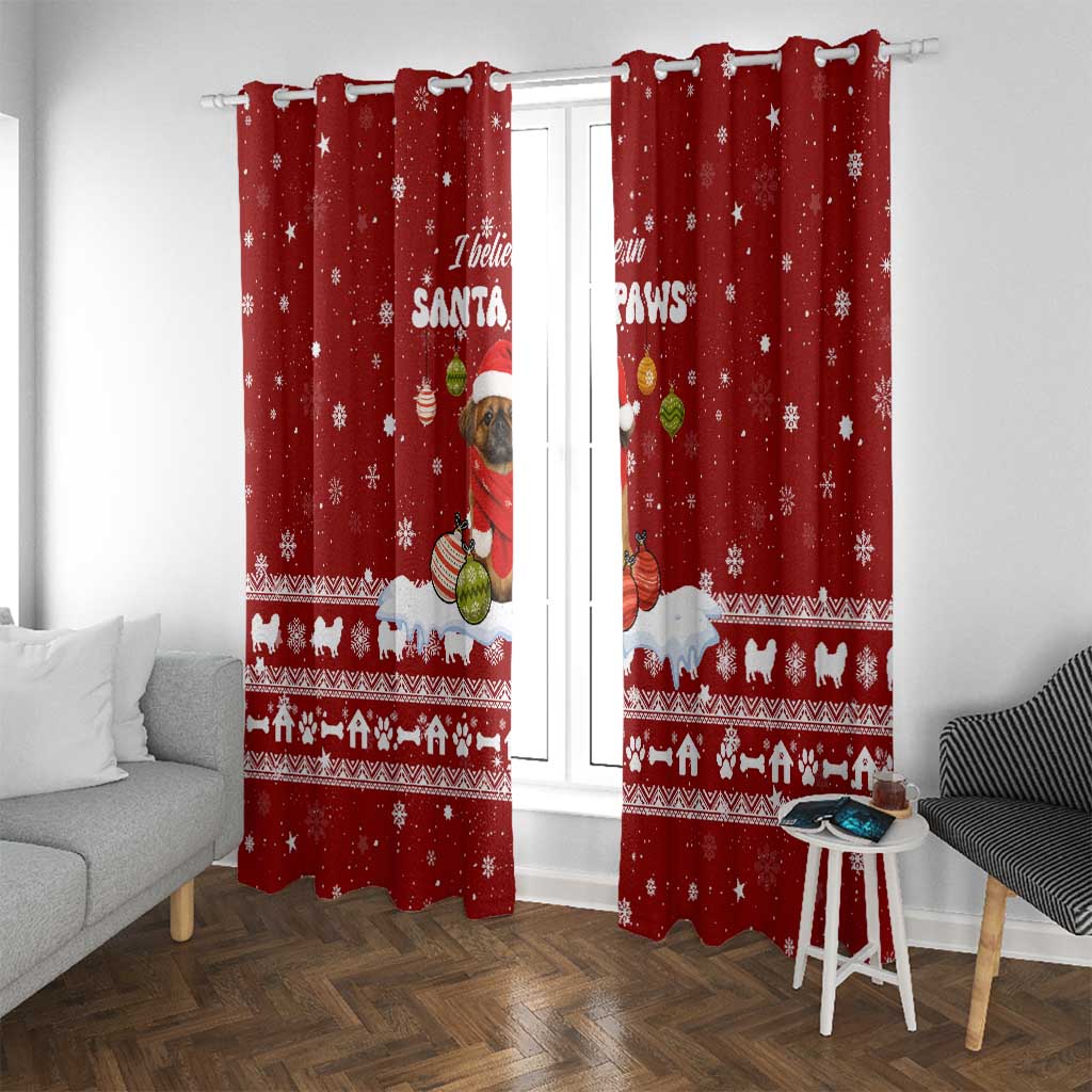 Pekingese Dog I Believe In Santa Paws Christmas Window Curtain Xmas Holiday Patterns - Wonder Print Shop