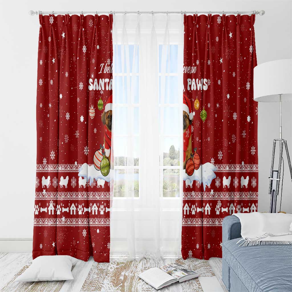 Pekingese Dog I Believe In Santa Paws Christmas Window Curtain Xmas Holiday Patterns - Wonder Print Shop