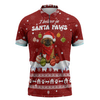 Pekingese Dog I Believe In Santa Paws Christmas Zipper Polo Shirt Xmas Holiday Patterns - Wonder Print Shop
