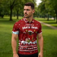 Pekingese Dog I Believe In Santa Paws Christmas Zipper Polo Shirt Xmas Holiday Patterns - Wonder Print Shop