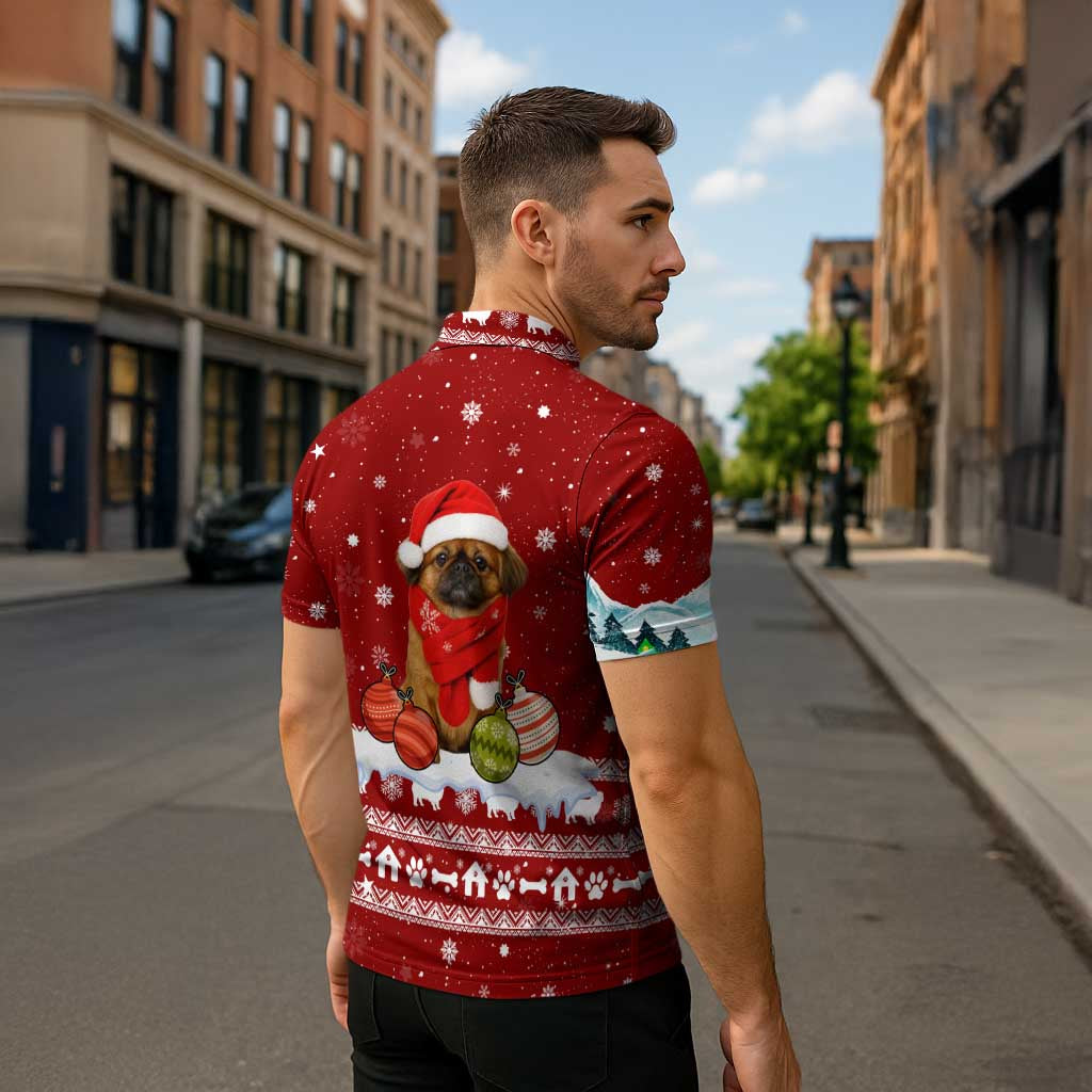 Pekingese Dog I Believe In Santa Paws Christmas Zipper Polo Shirt Xmas Holiday Patterns - Wonder Print Shop