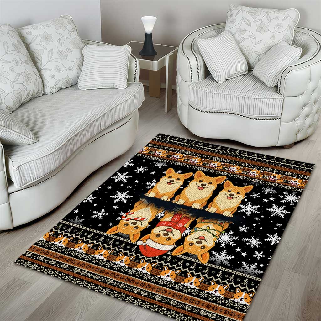Pembroke Welsh Corgi Dog Christmas Area Rug Xmas Holiday Patterns - Wonder Print Shop