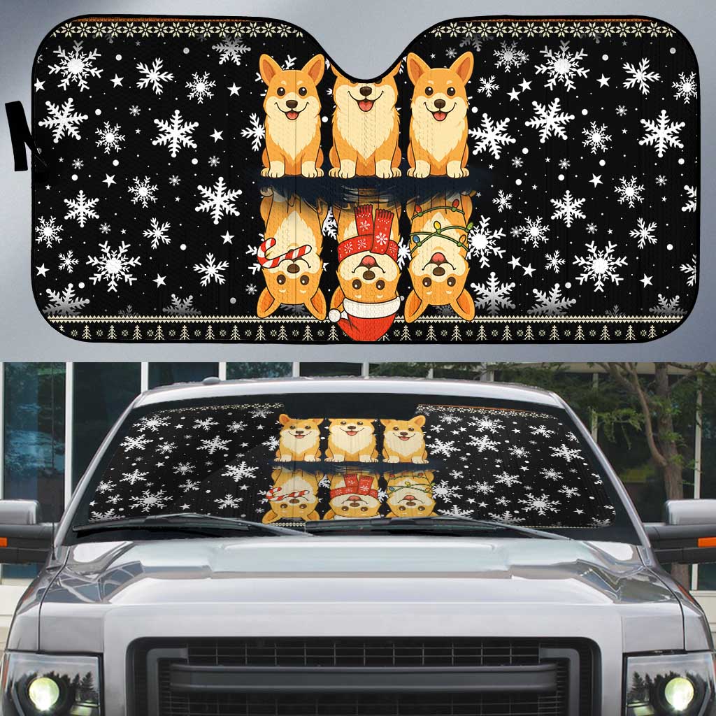 Pembroke Welsh Corgi Dog Christmas Auto Sun Shade Xmas Holiday Patterns - Wonder Print Shop