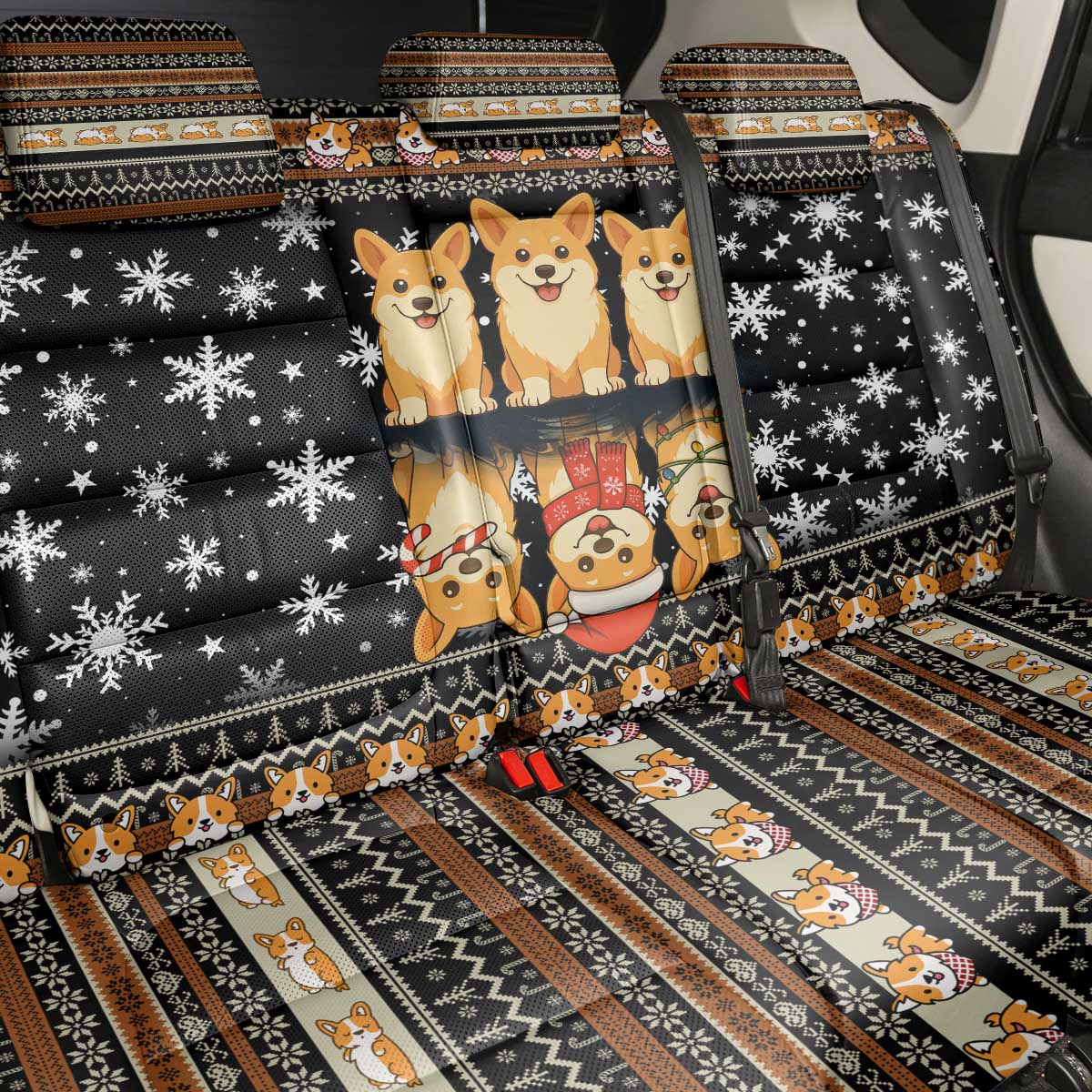 Pembroke Welsh Corgi Dog Christmas Back Car Seat Cover Xmas Holiday Patterns - Wonder Print Shop