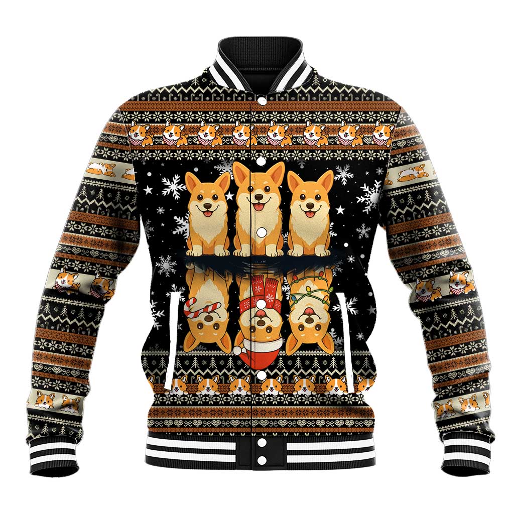 Pembroke Welsh Corgi Dog Christmas Baseball Jacket Xmas Holiday Patterns - Wonder Print Shop