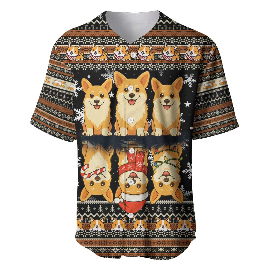 Pembroke Welsh Corgi Dog Christmas Baseball Jersey Xmas Holiday Patterns - Wonder Print Shop