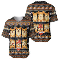 Pembroke Welsh Corgi Dog Christmas Baseball Jersey Xmas Holiday Patterns - Wonder Print Shop