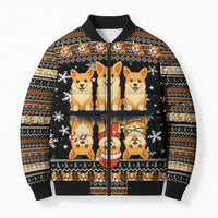 Pembroke Welsh Corgi Dog Christmas Bomber Puffer Jacket Xmas Holiday Patterns - Wonder Print Shop