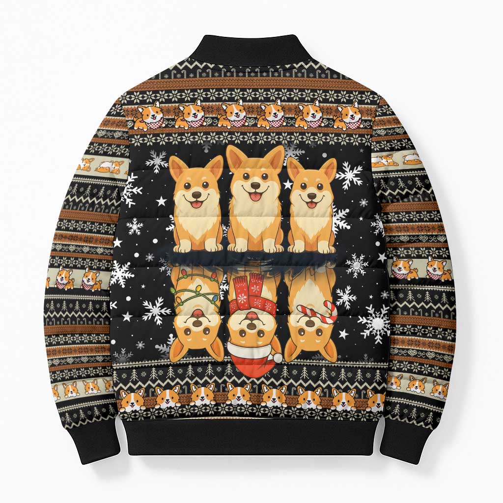 Pembroke Welsh Corgi Dog Christmas Bomber Puffer Jacket Xmas Holiday Patterns - Wonder Print Shop