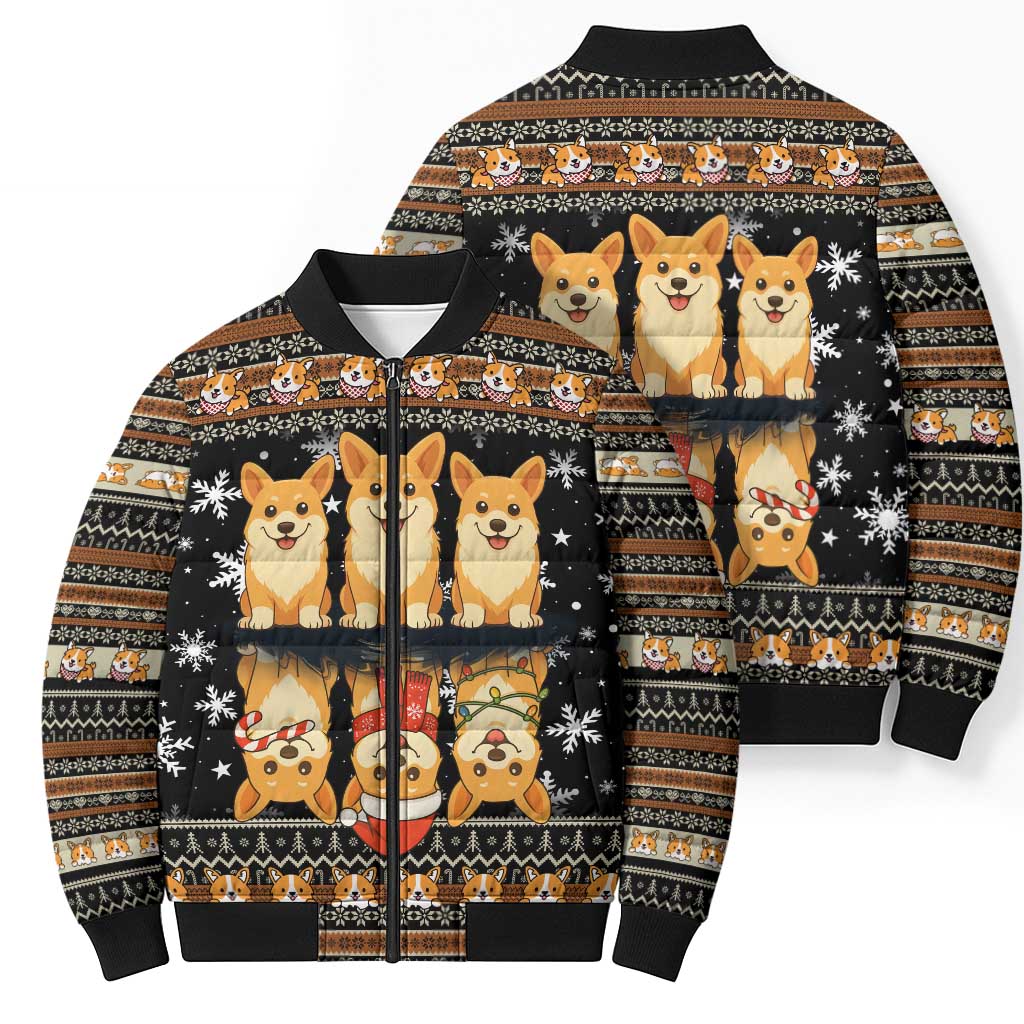 Pembroke Welsh Corgi Dog Christmas Bomber Puffer Jacket Xmas Holiday Patterns - Wonder Print Shop