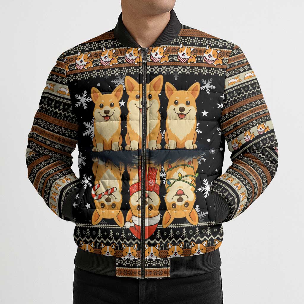 Pembroke Welsh Corgi Dog Christmas Bomber Puffer Jacket Xmas Holiday Patterns - Wonder Print Shop