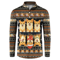 Pembroke Welsh Corgi Dog Christmas Button Sweatshirt Xmas Holiday Patterns - Wonder Print Shop
