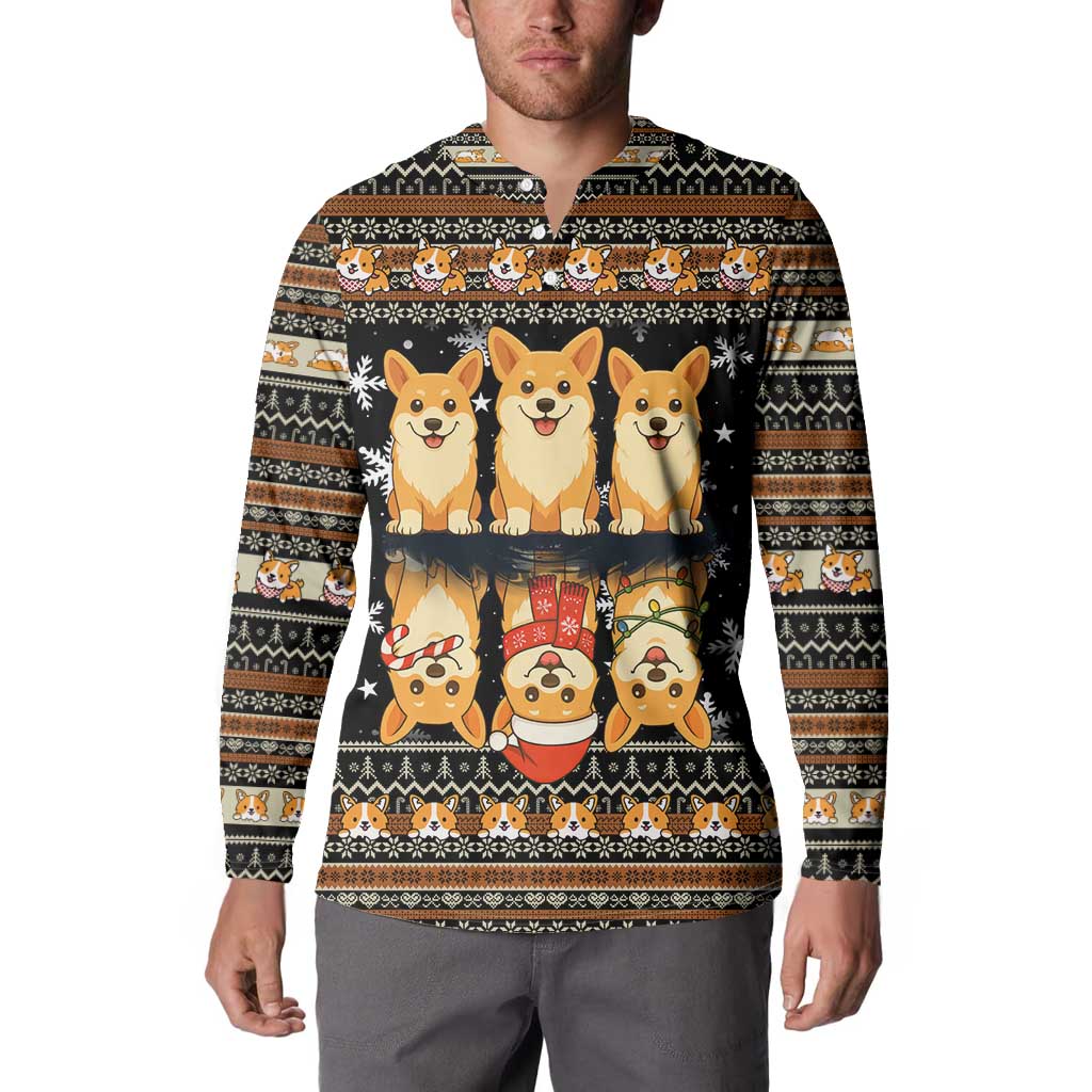 Pembroke Welsh Corgi Dog Christmas Button Sweatshirt Xmas Holiday Patterns - Wonder Print Shop