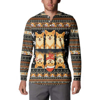 Pembroke Welsh Corgi Dog Christmas Button Sweatshirt Xmas Holiday Patterns - Wonder Print Shop