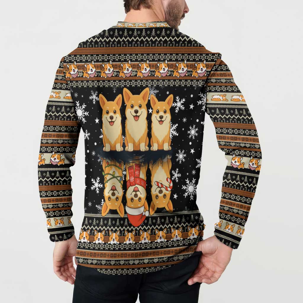 Pembroke Welsh Corgi Dog Christmas Button Sweatshirt Xmas Holiday Patterns - Wonder Print Shop