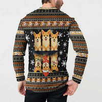 Pembroke Welsh Corgi Dog Christmas Button Sweatshirt Xmas Holiday Patterns - Wonder Print Shop
