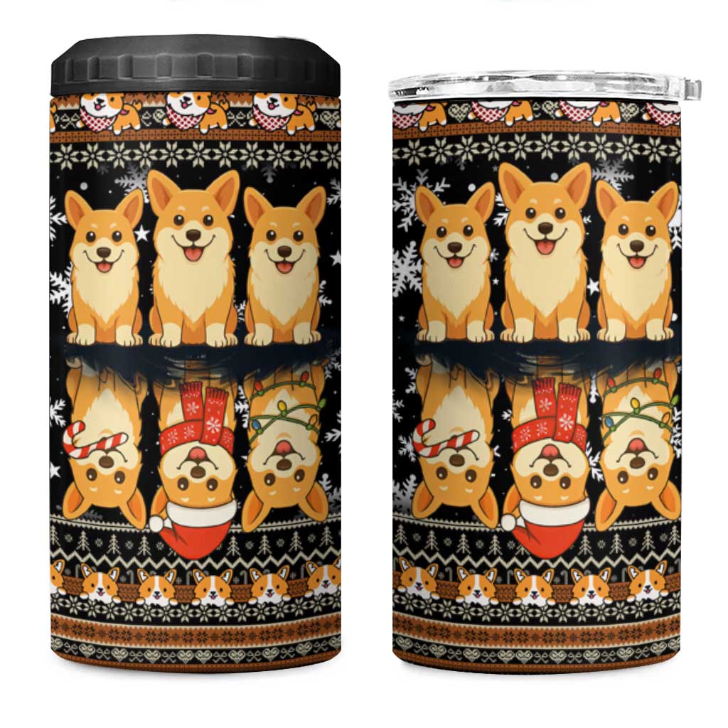 Pembroke Welsh Corgi Dog Christmas 4 in 1 Can Cooler Tumbler Xmas Holiday Patterns - Wonder Print Shop