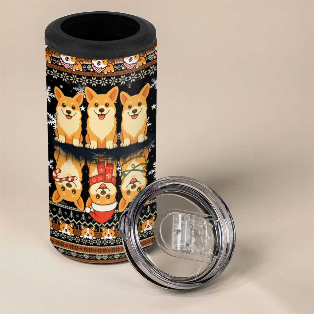 Pembroke Welsh Corgi Dog Christmas 4 in 1 Can Cooler Tumbler Xmas Holiday Patterns - Wonder Print Shop