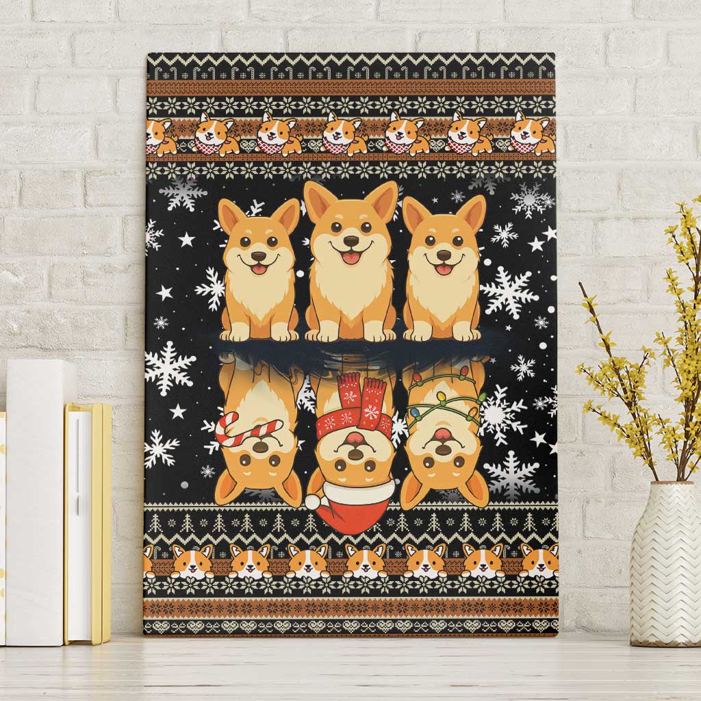Pembroke Welsh Corgi Dog Christmas Canvas Wall Art Xmas Holiday Patterns - Wonder Print Shop