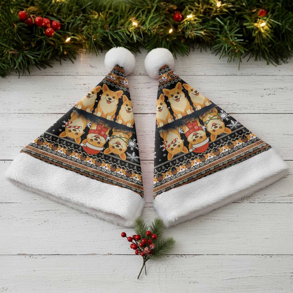 Pembroke Welsh Corgi Dog Christmas Santa Hat Xmas Holiday Patterns - Wonder Print Shop