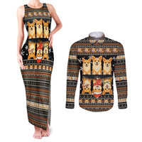 Pembroke Welsh Corgi Dog Christmas Couples Matching Tank Maxi Dress and Long Sleeve Button Shirt Xmas Holiday Patterns - Wonder Print Shop