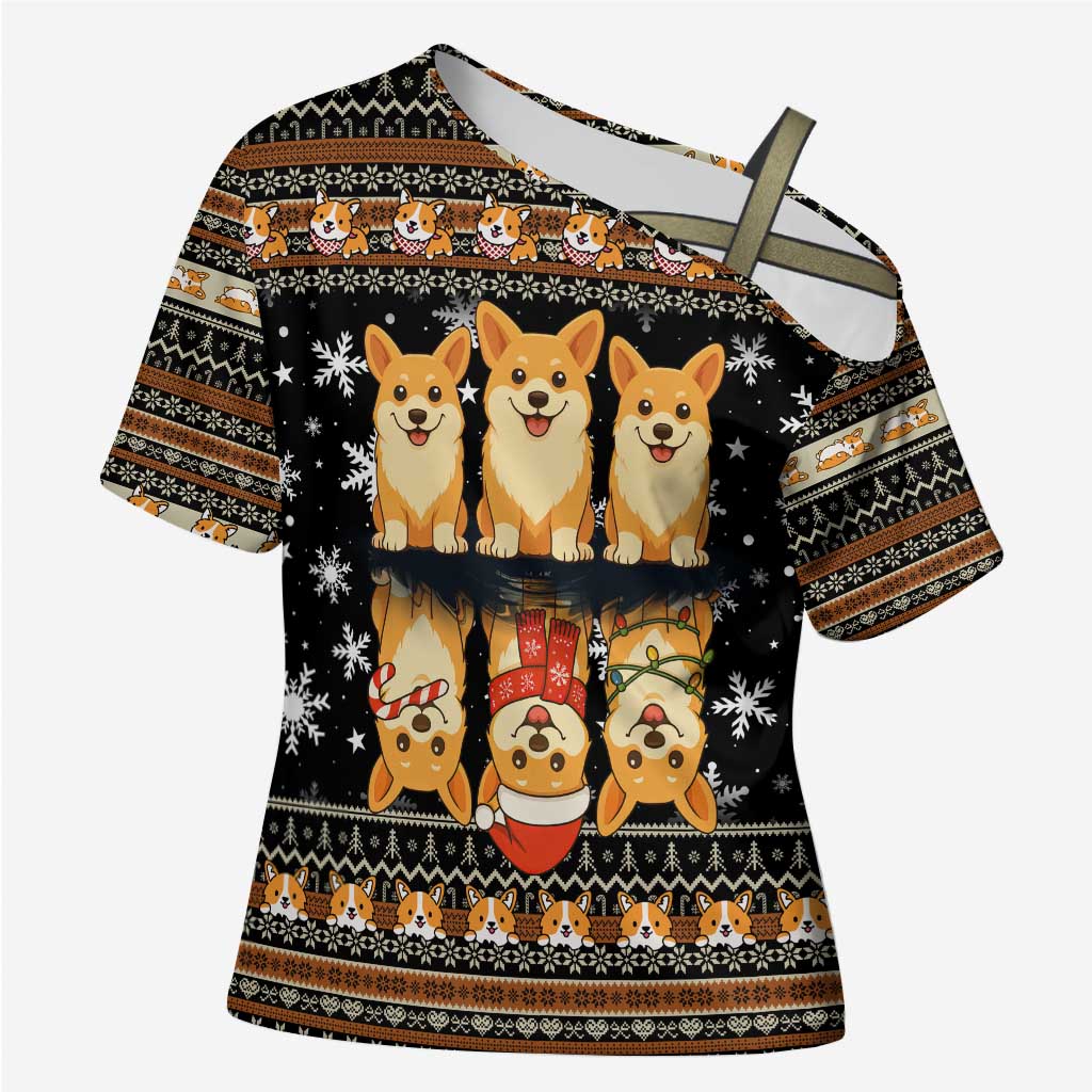 Pembroke Welsh Corgi Dog Christmas Cross Shoulder Shirt Xmas Holiday Patterns - Wonder Print Shop