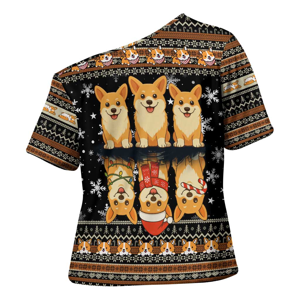 Pembroke Welsh Corgi Dog Christmas Cross Shoulder Shirt Xmas Holiday Patterns - Wonder Print Shop
