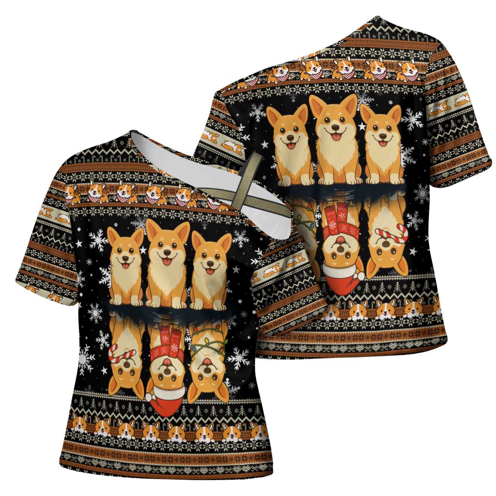 Pembroke Welsh Corgi Dog Christmas Cross Shoulder Shirt Xmas Holiday Patterns - Wonder Print Shop