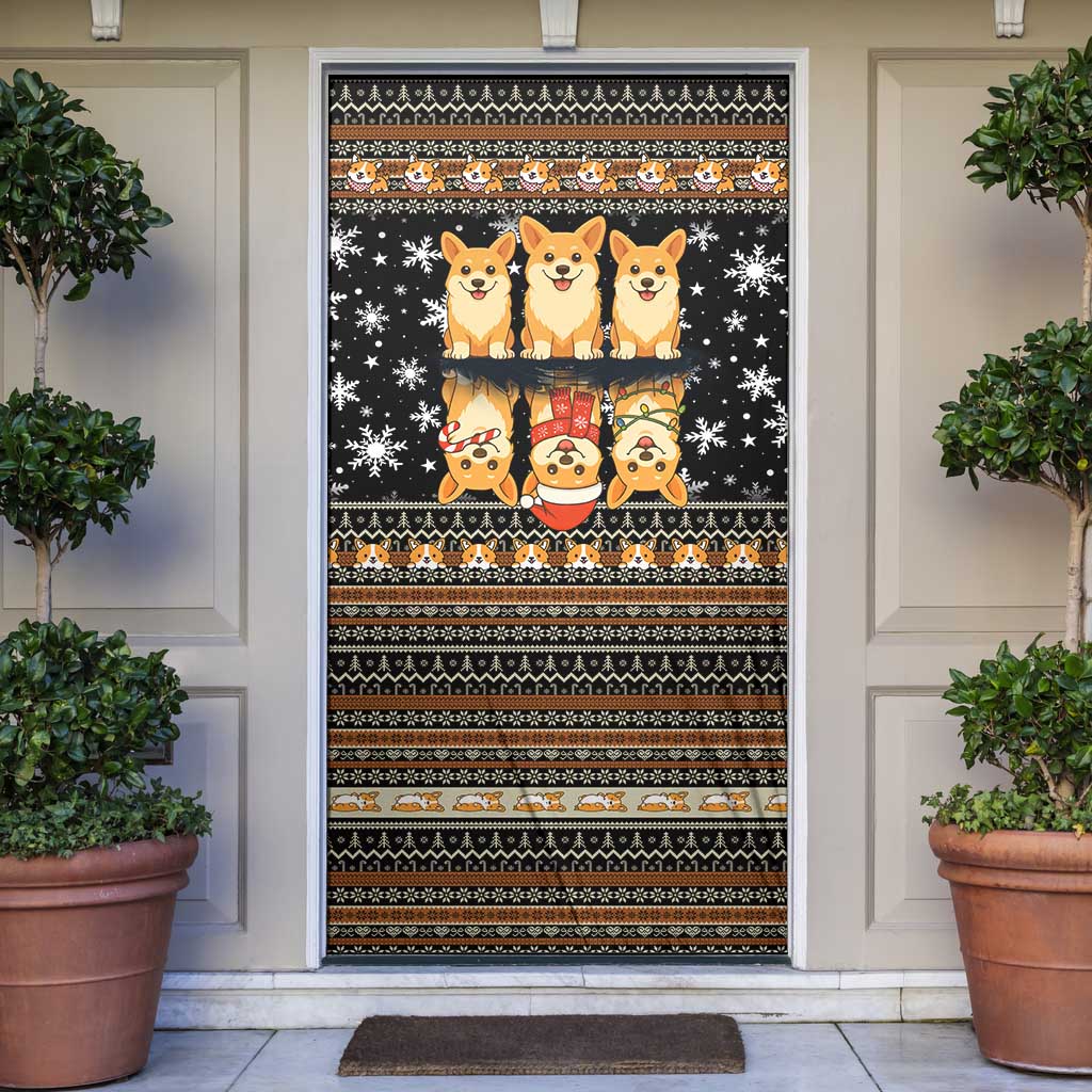 Pembroke Welsh Corgi Dog Christmas Door Cover Xmas Holiday Patterns - Wonder Print Shop