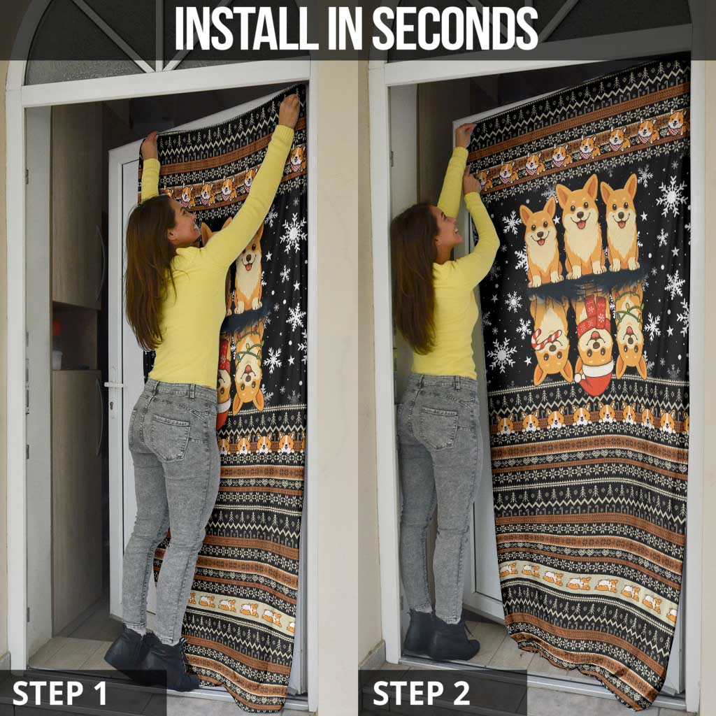 Pembroke Welsh Corgi Dog Christmas Door Cover Xmas Holiday Patterns - Wonder Print Shop