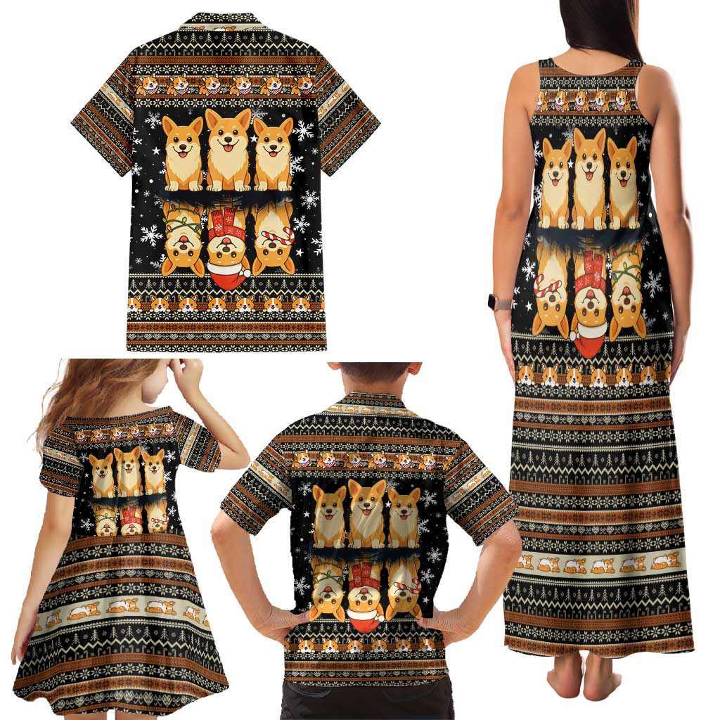 Pembroke Welsh Corgi Dog Christmas Family Matching Tank Maxi Dress and Hawaiian Shirt Xmas Holiday Patterns - Wonder Print Shop