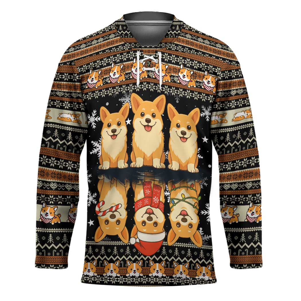 Pembroke Welsh Corgi Dog Christmas Hockey Jersey Xmas Holiday Patterns - Wonder Print Shop