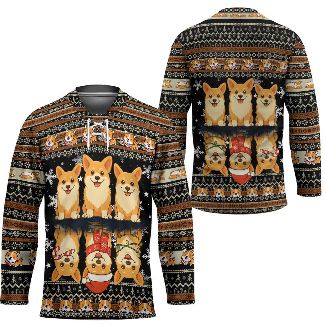 Pembroke Welsh Corgi Dog Christmas Hockey Jersey Xmas Holiday Patterns - Wonder Print Shop