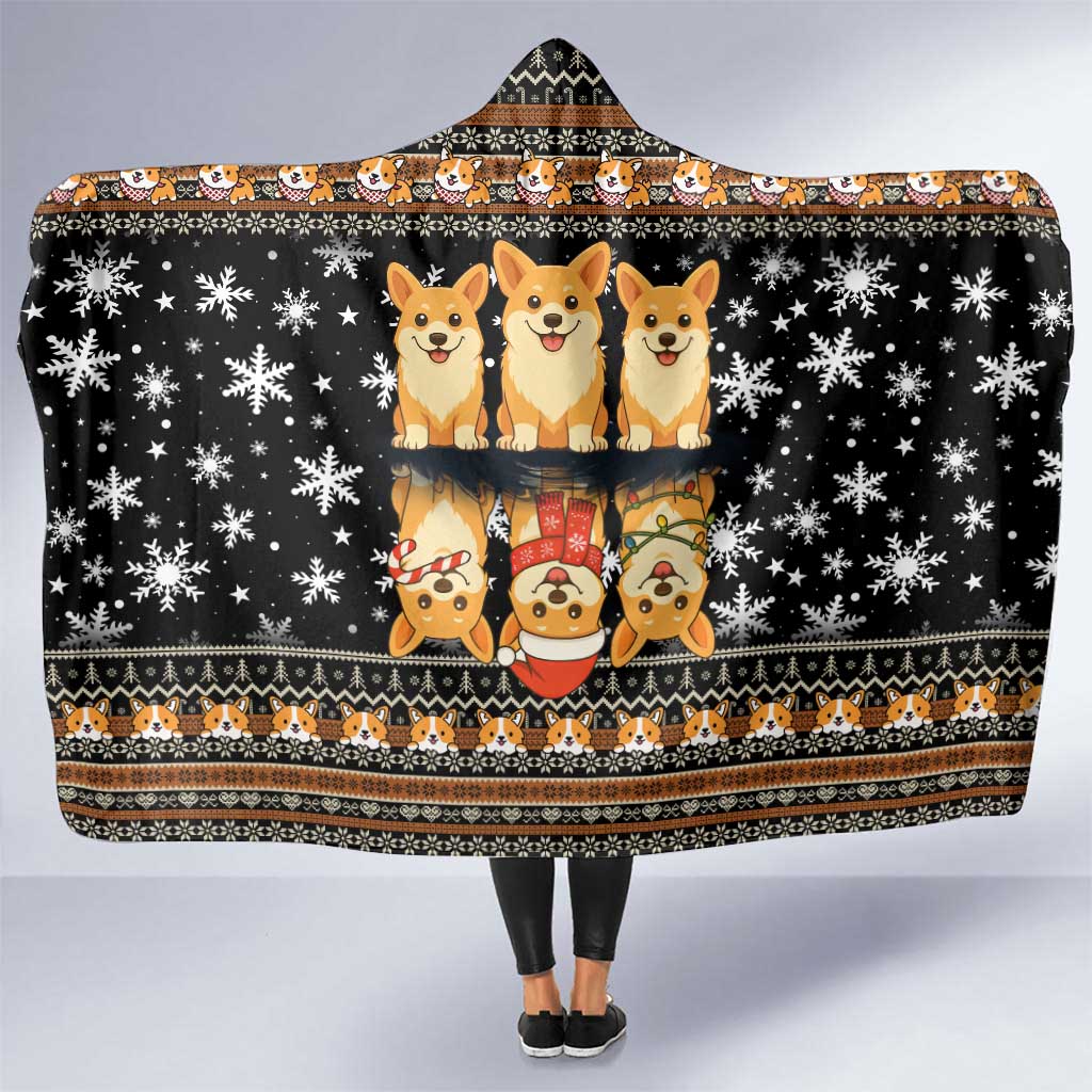Pembroke Welsh Corgi Dog Christmas Hooded Blanket Xmas Holiday Patterns - Wonder Print Shop