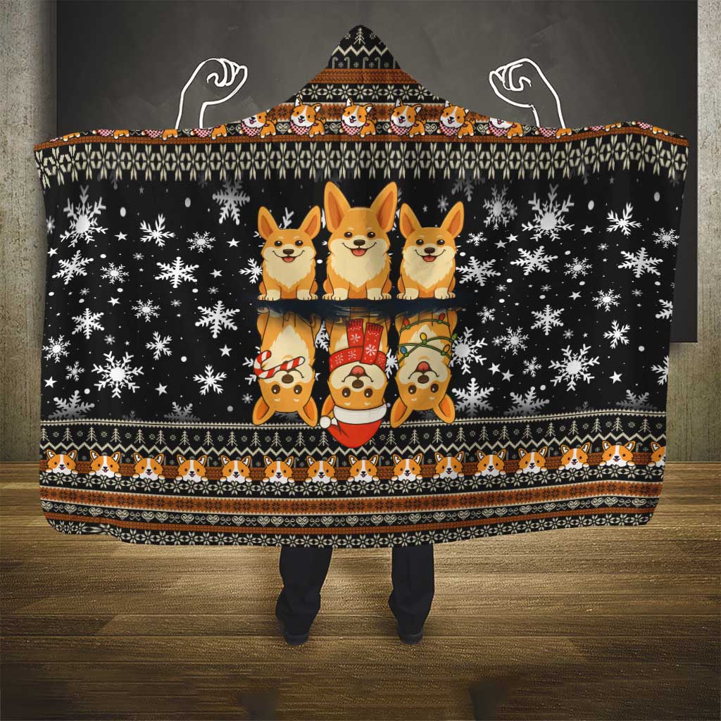 Pembroke Welsh Corgi Dog Christmas Hooded Blanket Xmas Holiday Patterns - Wonder Print Shop