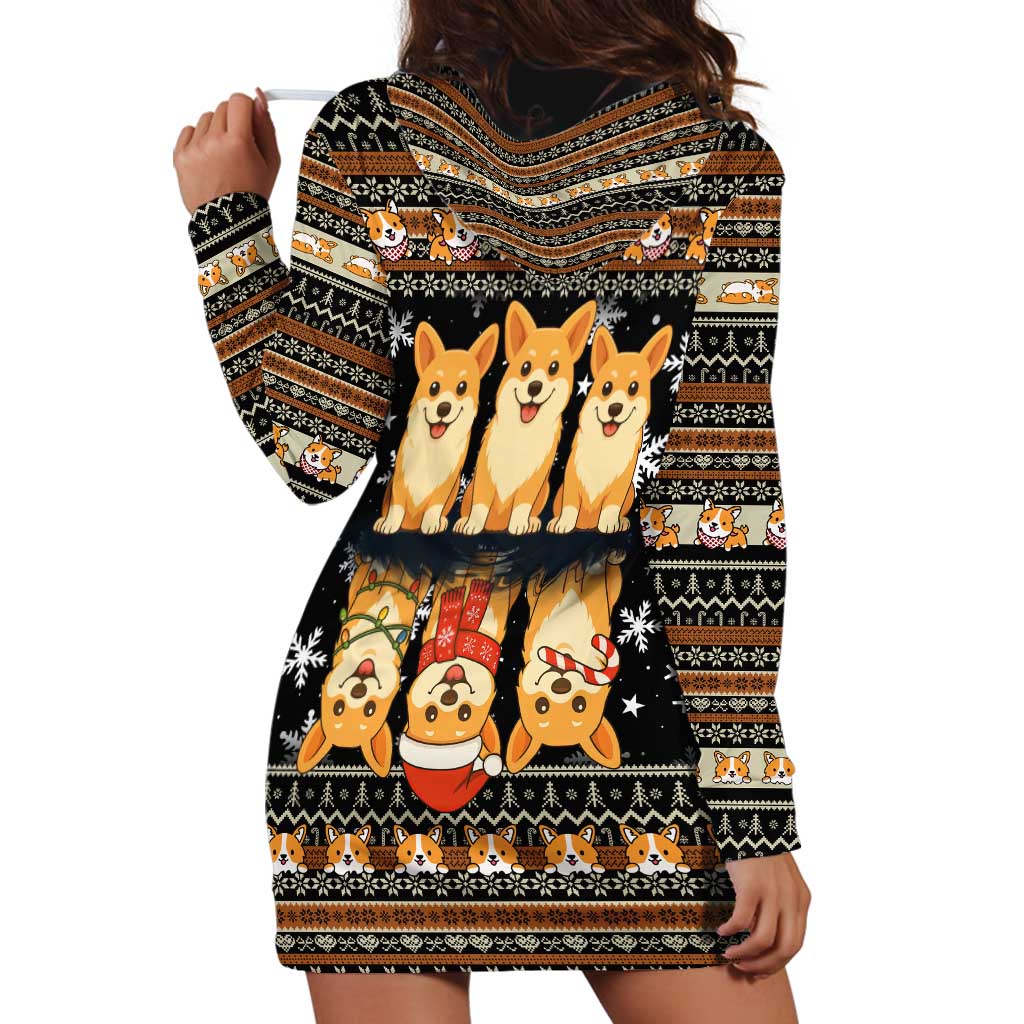 Pembroke Welsh Corgi Dog Christmas Hoodie Dress Xmas Holiday Patterns - Wonder Print Shop