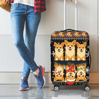 Pembroke Welsh Corgi Dog Christmas Luggage Cover Xmas Holiday Patterns - Wonder Print Shop