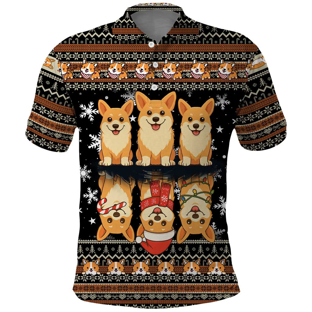 Pembroke Welsh Corgi Dog Christmas Polo Shirt Xmas Holiday Patterns - Wonder Print Shop
