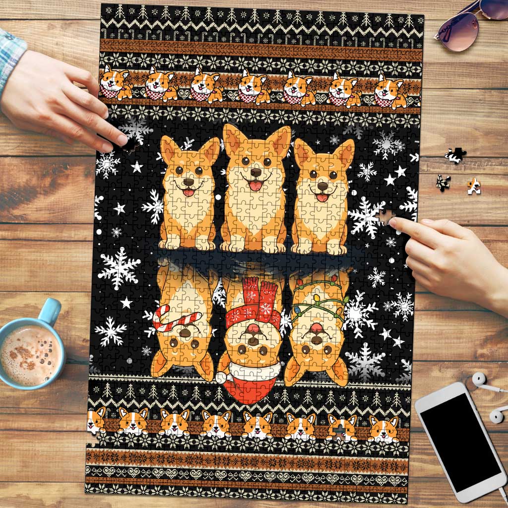 Pembroke Welsh Corgi Dog Christmas Puzzle Xmas Holiday Patterns - Wonder Print Shop