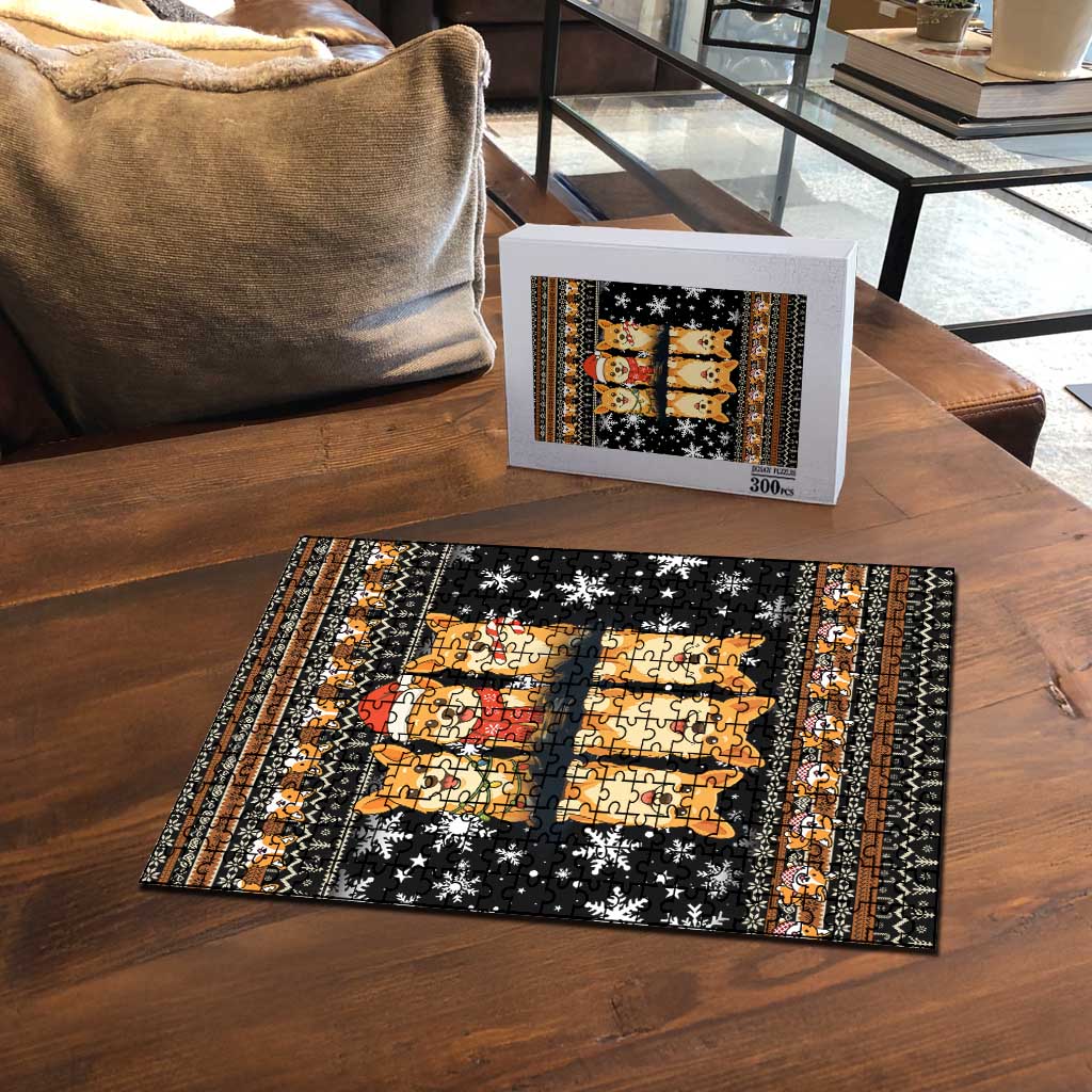 Pembroke Welsh Corgi Dog Christmas Puzzle Xmas Holiday Patterns - Wonder Print Shop