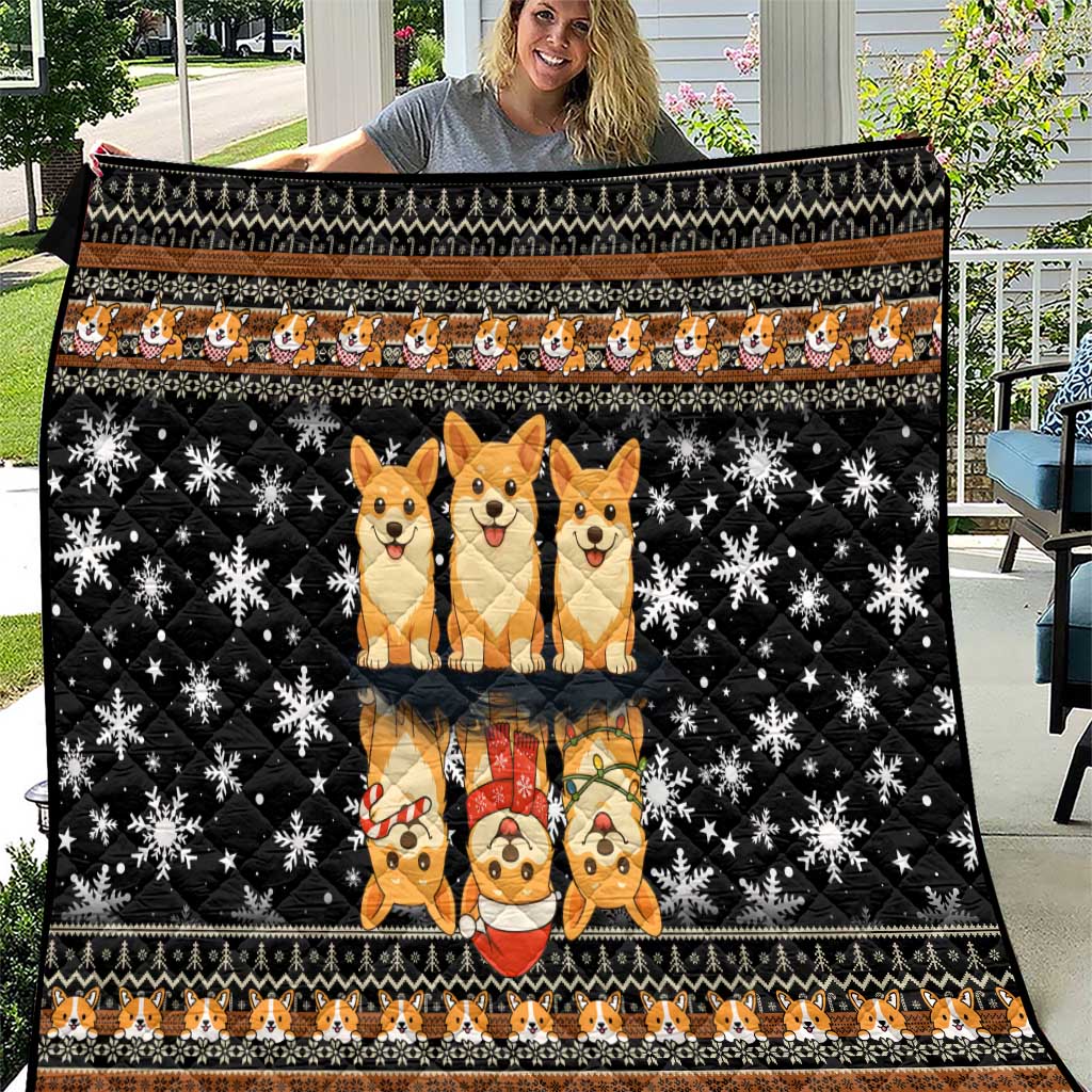 Pembroke Welsh Corgi Dog Christmas Quilt Xmas Holiday Patterns - Wonder Print Shop