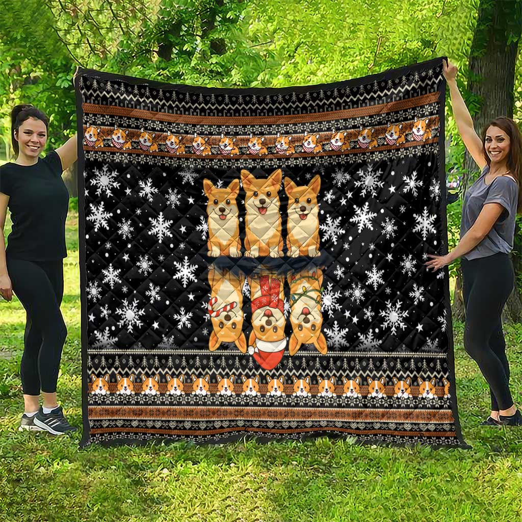 Pembroke Welsh Corgi Dog Christmas Quilt Xmas Holiday Patterns - Wonder Print Shop