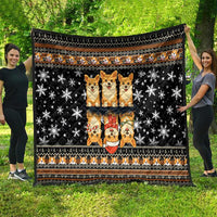 Pembroke Welsh Corgi Dog Christmas Quilt Xmas Holiday Patterns - Wonder Print Shop