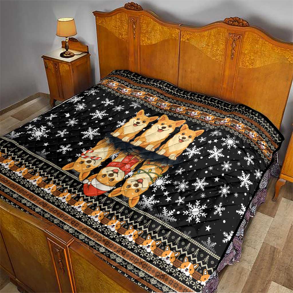Pembroke Welsh Corgi Dog Christmas Quilt Xmas Holiday Patterns - Wonder Print Shop